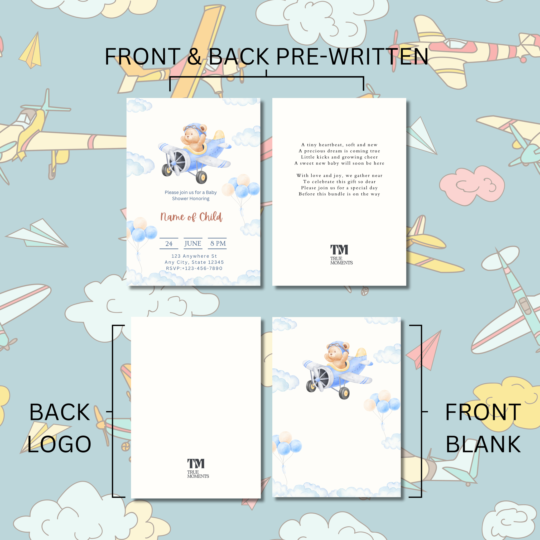 Teddy Bear Airplane card