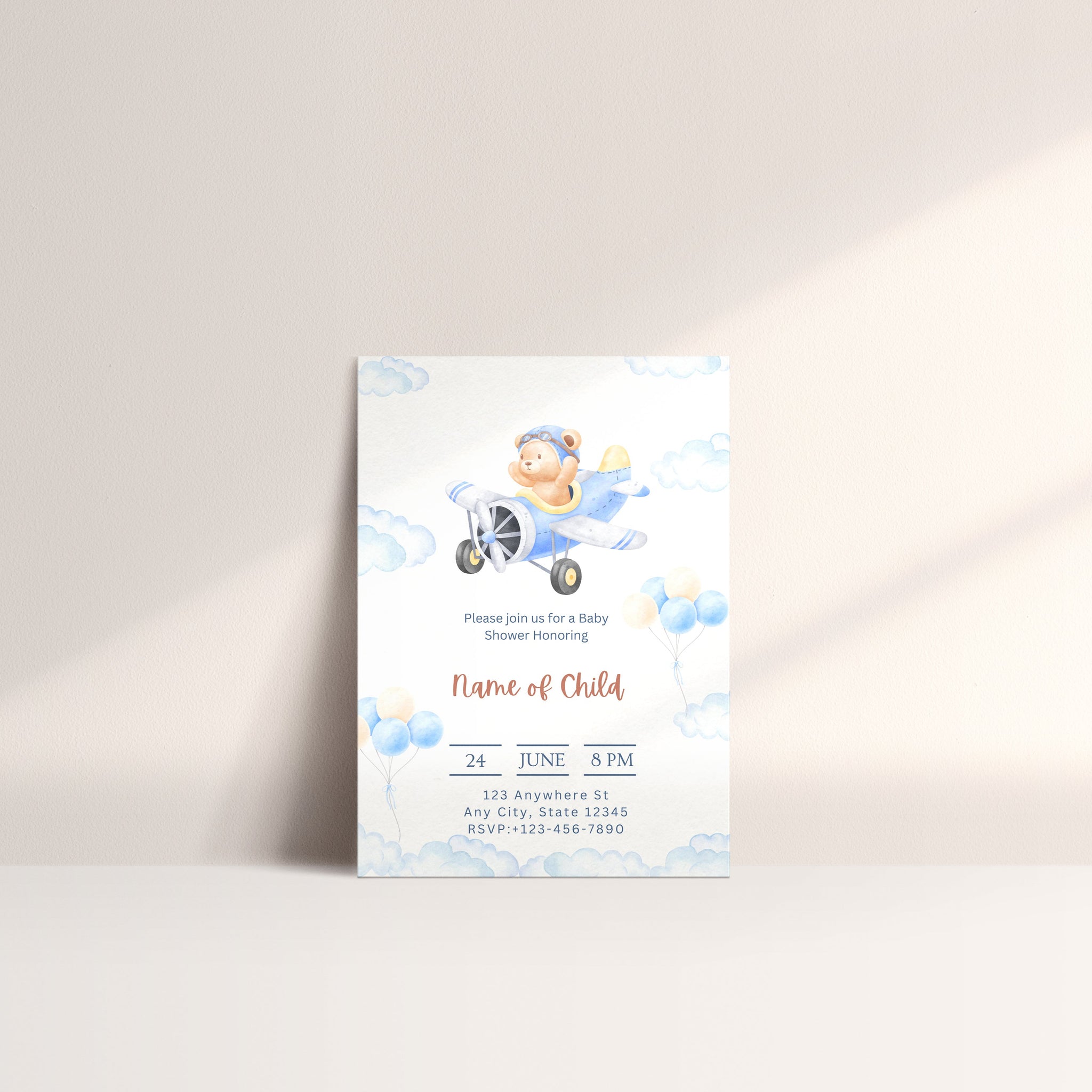 Teddy Bear Airplane card