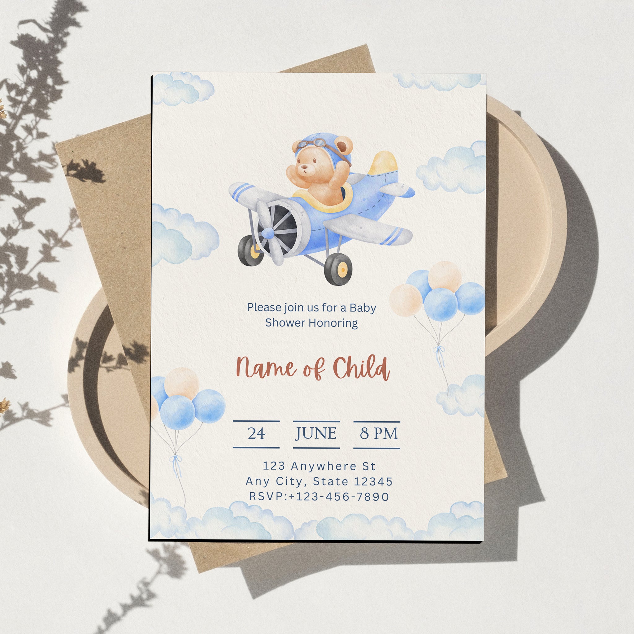 Teddy Bear Airplane card